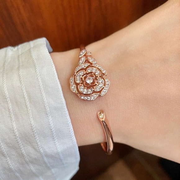 CHANEL Rose Gold Floral Bracelet
